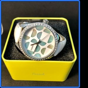 FOSSIL Womens Jeweled Bezel All Stainless Steel 5A